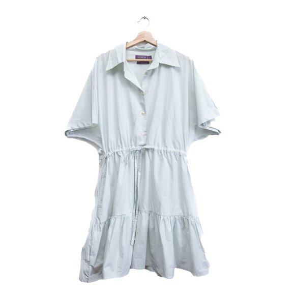 Adore Me Ruffled and Striped Shirt Dress in Light Mint - Picture 2 of 9